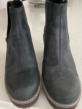 Toms Black Suede Ankle Boots - Side Zip